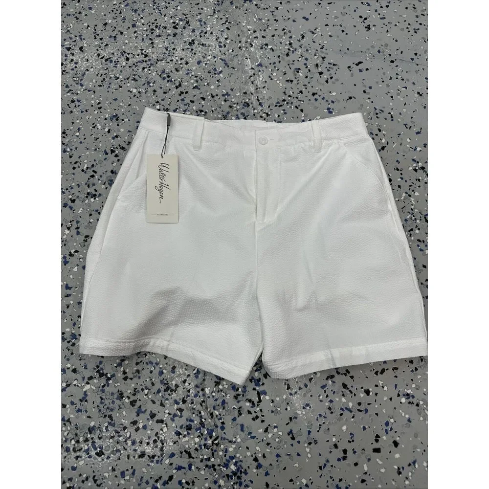New Walter Hagen Shorts Womens White Seersucker Clubhouse 5